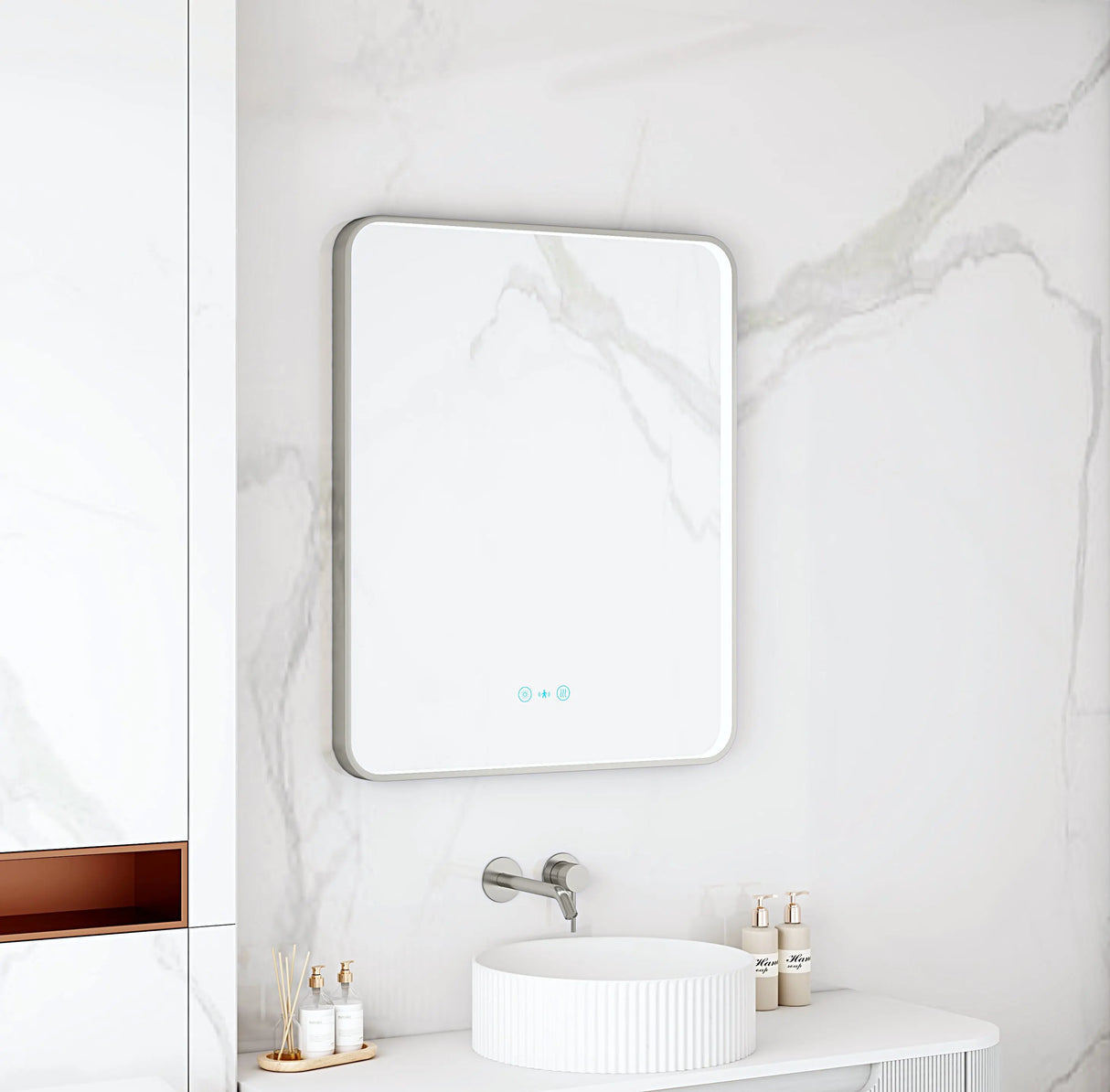 Maia 600×750 / 750×900 / 1200×750mm LED Rectangular Mirror – Gun Metal Frame mercioaustralia