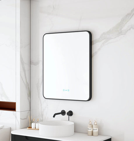 Maia 600×750 / 750×900 / 1200×750mm LED Rectangular Mirror – Matt Black Frame mercioaustralia