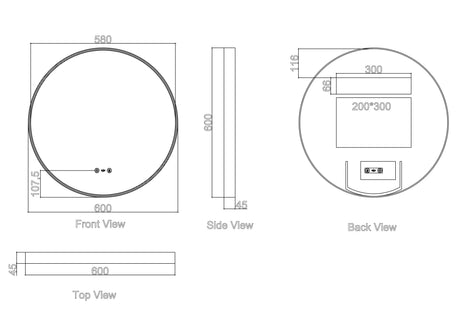 Maia 600/750/900mm LED Round Mirror – Brushed Gold Frame mercioaustralia