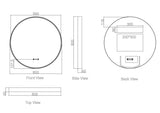 Maia 600/750/900mm LED Round Mirror – Gun Metal Frame mercioaustralia