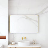 Maia 600×750 / 750×900 / 1200×750mm LED Rectangular Mirror – Brushed Gold Frame mercioaustralia