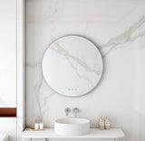 Maia 600/750/900mm LED Round Mirror – Brushed Nickel Frame mercioaustralia