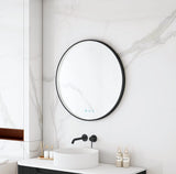 Maia 600/750/900mm LED Round Mirror – Matt Black Frame mercioaustralia