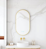 Maia 500×900mm LED Oval Mirror – Brushed Gold Frame mercioaustralia