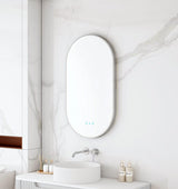 Maia 500×900mm LED Oval Mirror – Brushed Nickel Frame mercioaustralia