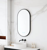 Maia 500×900mm LED Oval Mirror – Matt Black Frame mercioaustralia