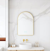 Maia 600×900mm LED Arch Mirror– Brushed Gold Frame mercioaustralia