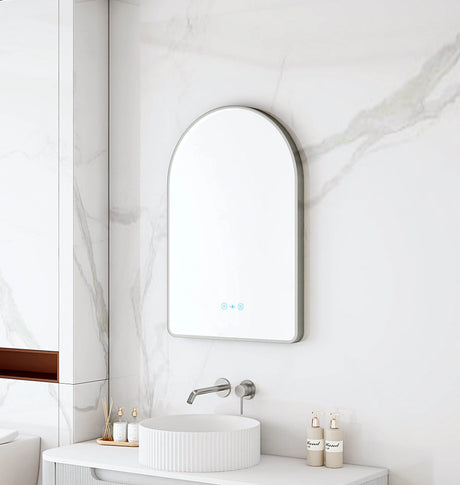 Maia 600×900mm LED Arch Mirror– Gun Metal Frame mercioaustralia