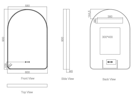 Maia 600×900mm LED Arch Mirror– Brushed Gold Frame mercioaustralia