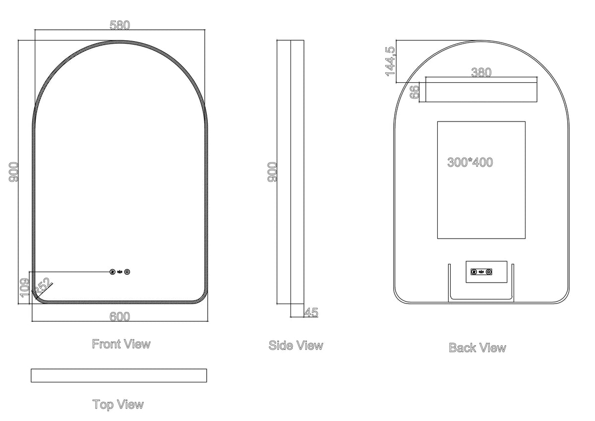 Maia 600×900mm LED Arch Mirror– Brushed Nickel Frame mercioaustralia