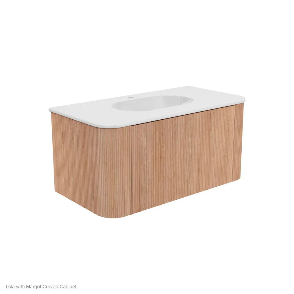 Lola Gloss Full Depth Curved Ceramic Basin Top 900mm 1TH fienza