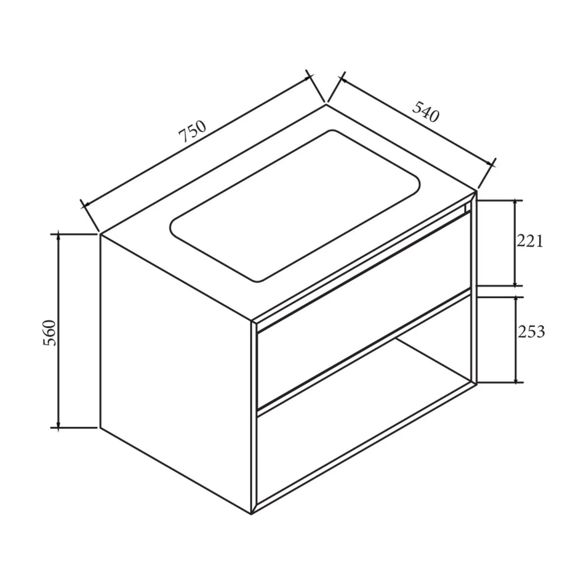 MIO 750mm Vanity Cabinet for Insert Basin – Costa Oak mercioaustralia