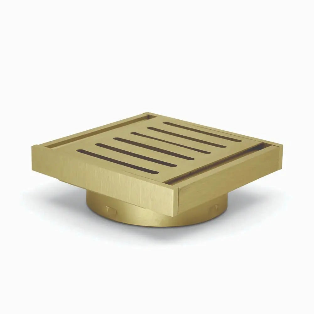 100*100*14mm Brushed Gold Ezy Flow Guard Floor Waste Aquaperla