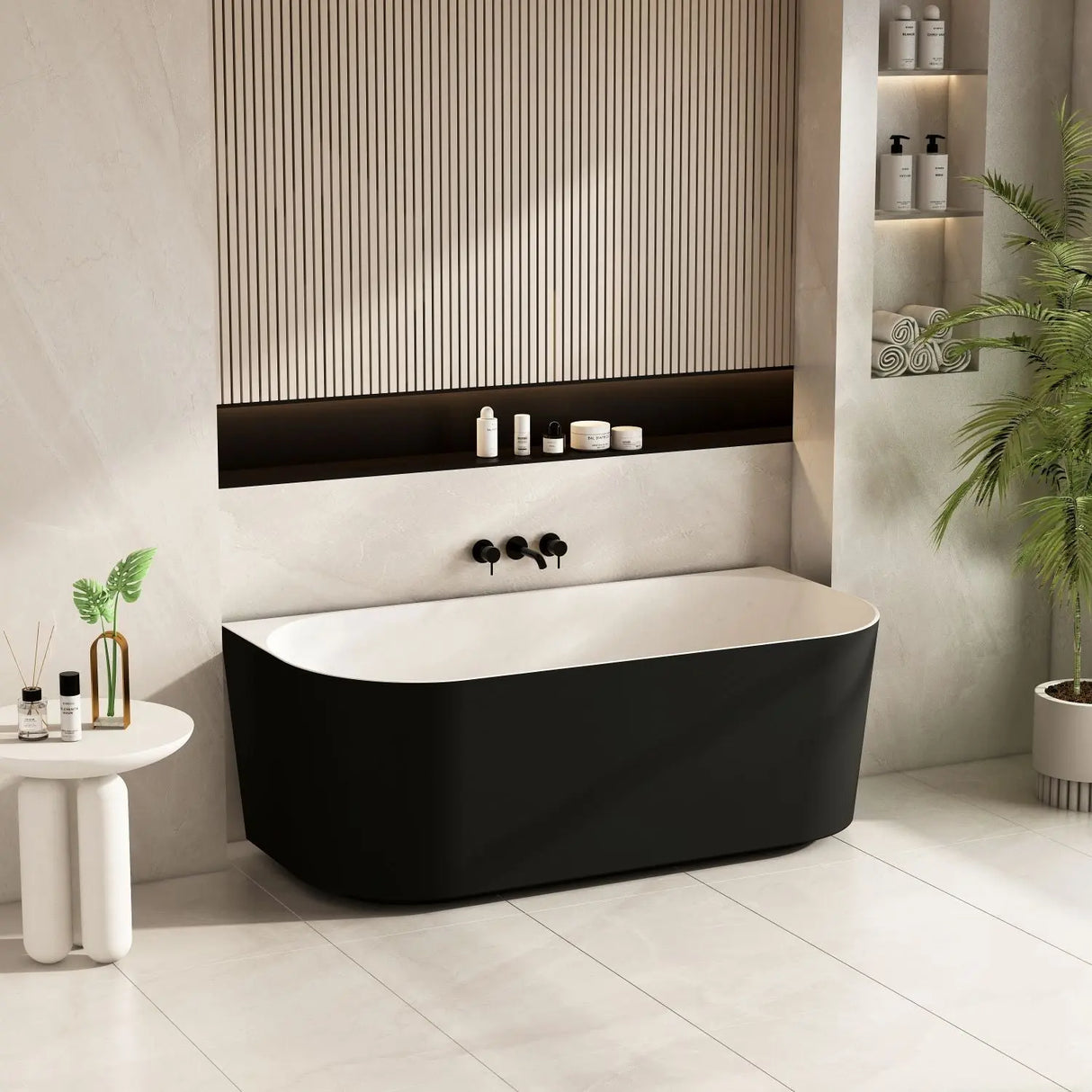 Musen Ultra-Thin Back-to-Wall Bathtub - Gloss White mercioaustralia