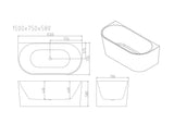 Musen Ultra-Thin Back-to-Wall Bathtub - Gloss White mercioaustralia