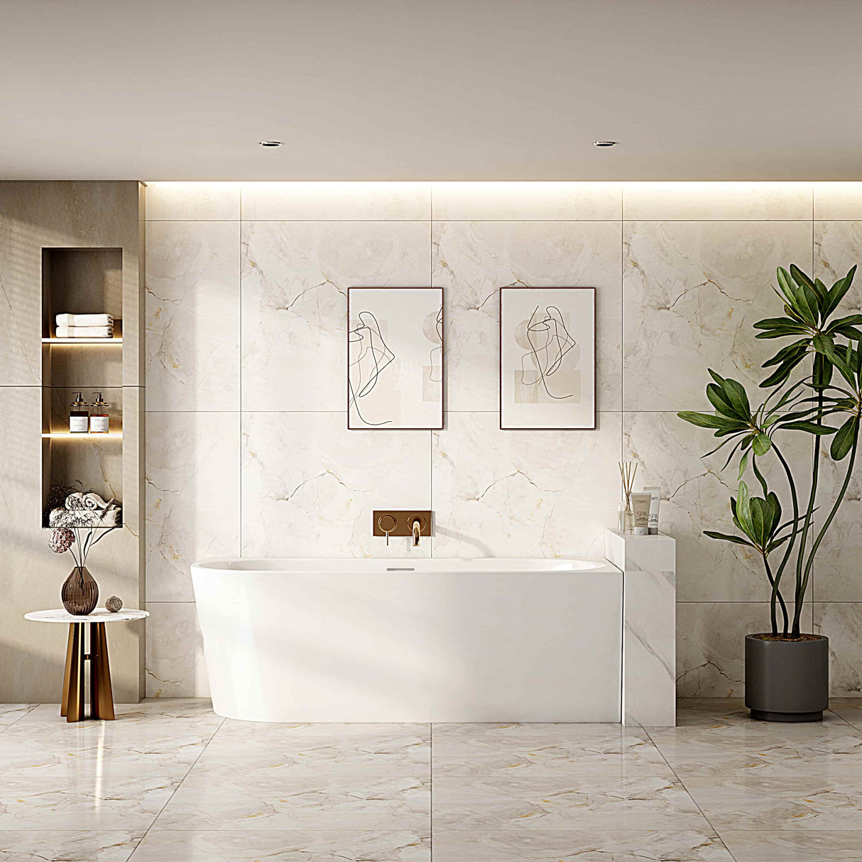 Nova Ultra-Thin Corner Bathtub - Gloss White mercioaustralia