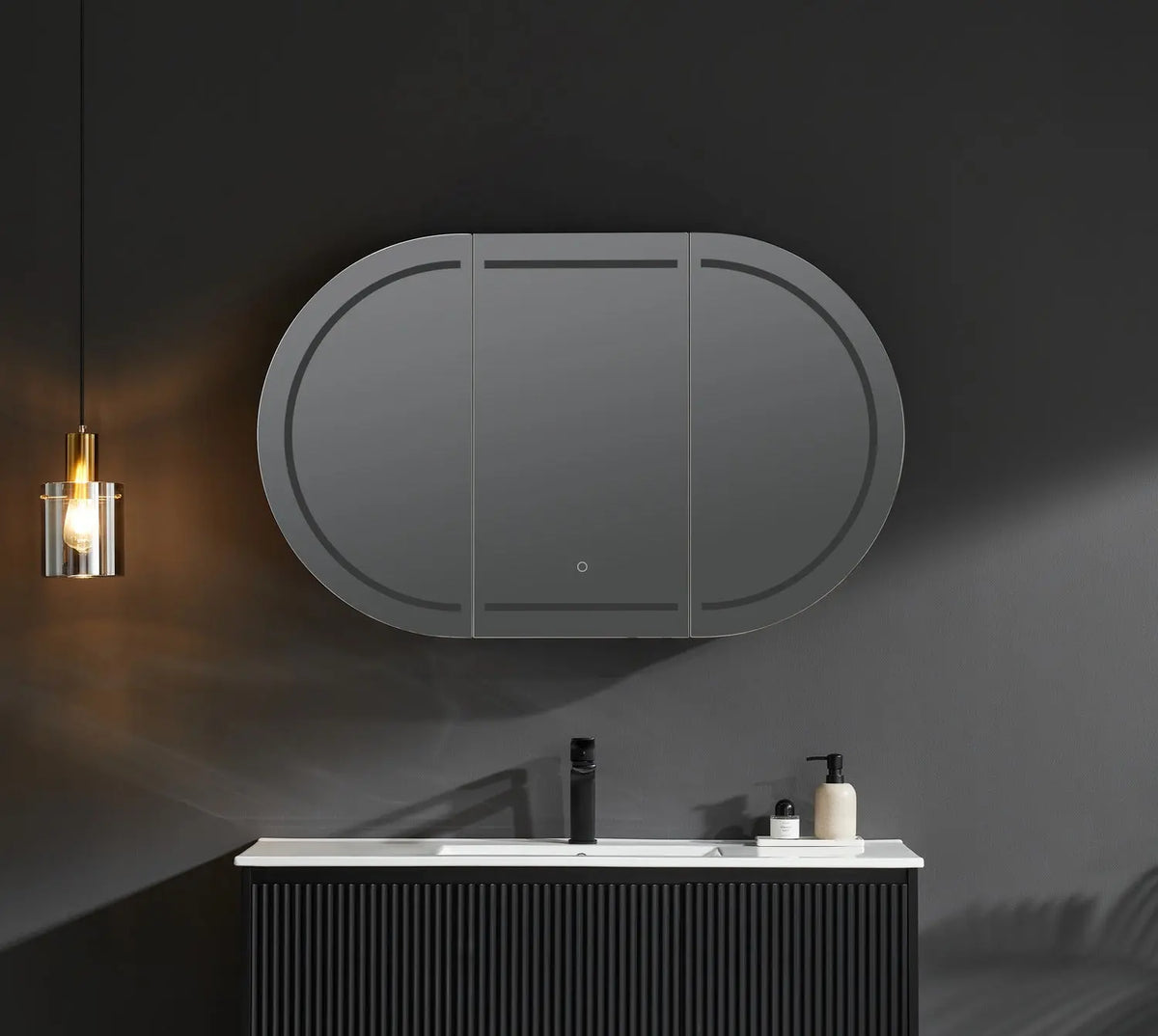 Olivia LED Mirror Cabinet 1200X750X155mm Poseidonbk