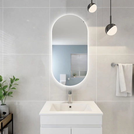 Olivia Oval Touchless 450 X 900 Frameless LED Mirror - Three Light Temperatures Poseidonbk
