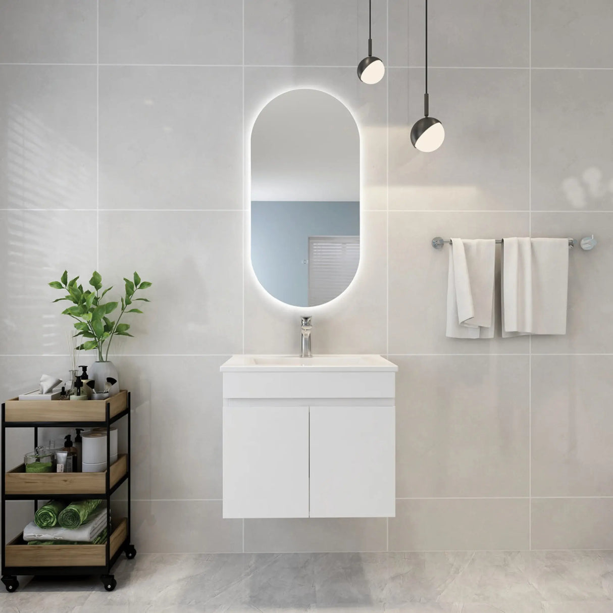 Olivia Oval Touchless 450 X 900 Frameless LED Mirror - Three Light Temperatures Poseidonbk