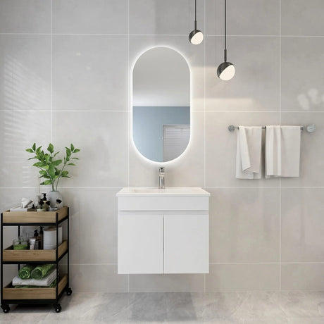 Olivia Oval Touchless 450 X 900 Frameless LED Mirror - Three Light Temperatures Poseidonbk