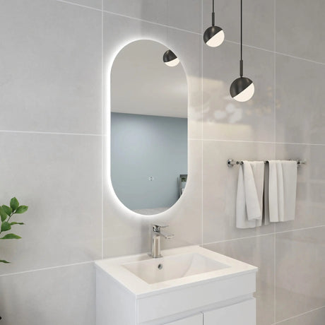 Olivia Oval Touchless 450 X 900 Frameless LED Mirror - Three Light Temperatures Poseidonbk