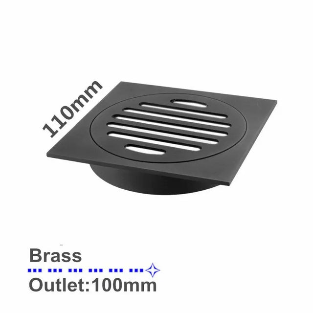 110x110mm Black Floor Drain Aquaperla