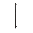 Round Vertical Matt Black Electric Heated Towel Rack Single Bar Aquaperla