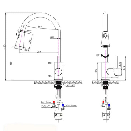 Black Pull Out Kitchen Mixer Aquaperla