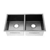 Handmade Stainless Steel Gun Metal Double Bowl Kitchen Sink 1.2mm (Top/Flush/Undermount) 770*450*215mm Aquaperla