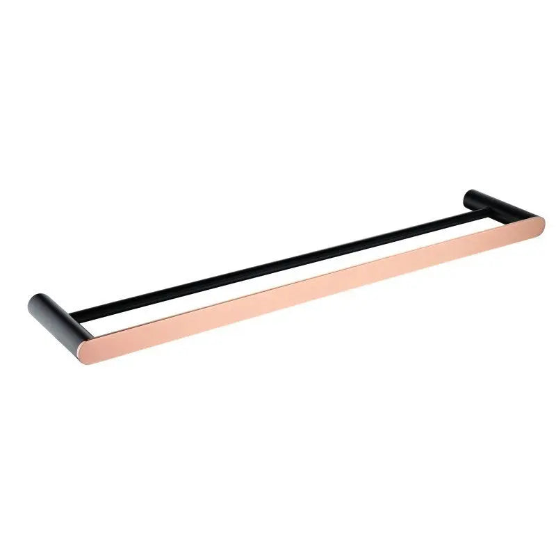 800mm Black & Rose Gold Double Towel Rail Aquaperla