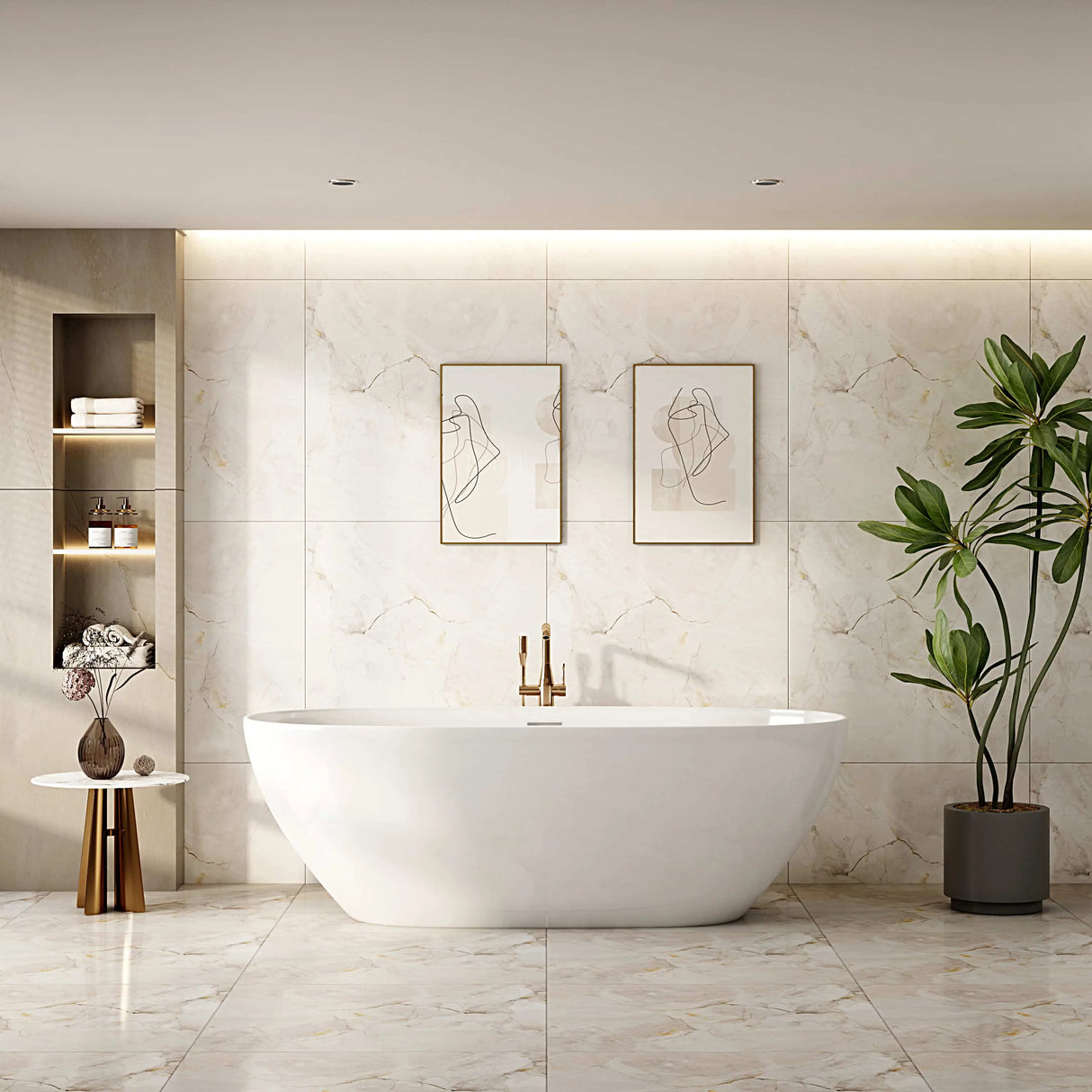 Pilato Freestanding Bathtub - Gloss White & Matt White mercioaustralia