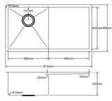 Stainless Steel sink with drainer 810*450*235mm Poseidonbk