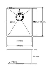 Stainless Steel Sink 390*450*220mm Poseidonbk