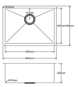 Stainless Steel Sink 600*450*220mm Poseidonbk