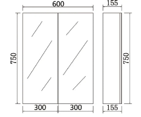 Pvc Shaving Cabinet 600*750*155mm Poseidonbk