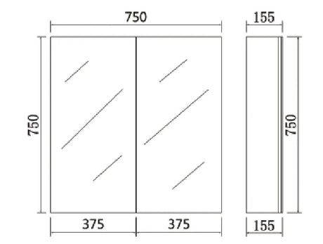 Pvc Shaving Cabinet 750*750*155mm Poseidonbk