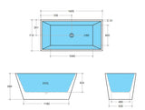 Qubist Gloss White Free Standing Bathtub 1400*710*590mm Poseidonbk