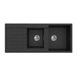 Matte Black Double Bowl With Drainer Quartz Sink 1160*500*216mm Poseidonbk