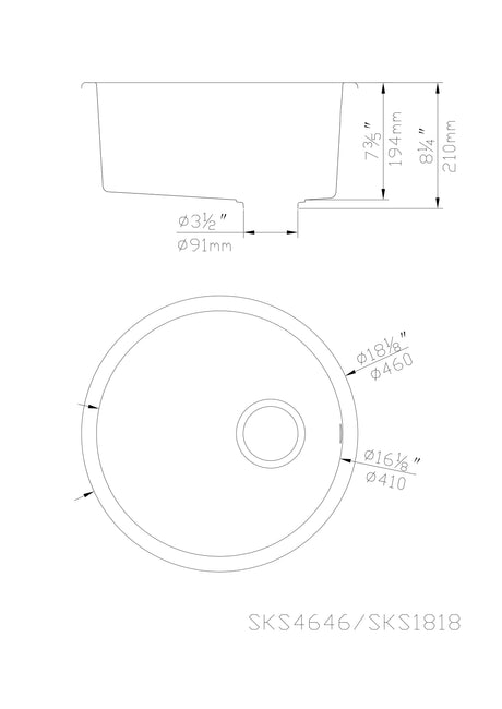 Matte Single Bowl Quartz Sink 466*466*210mm Poseidonbk