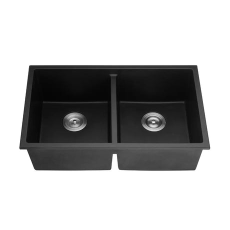 Matte Black Double Bowl Quartz Sink 762*457*228mm Poseidonbk