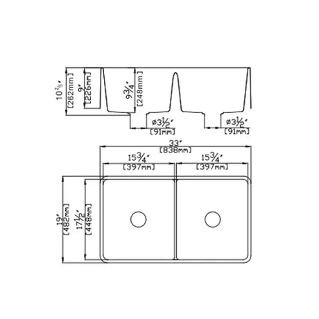 Double Bowl Quartz Butler sink 838*482*262mm | Matte White - Matte Black - Matte Grey Poseidonbk