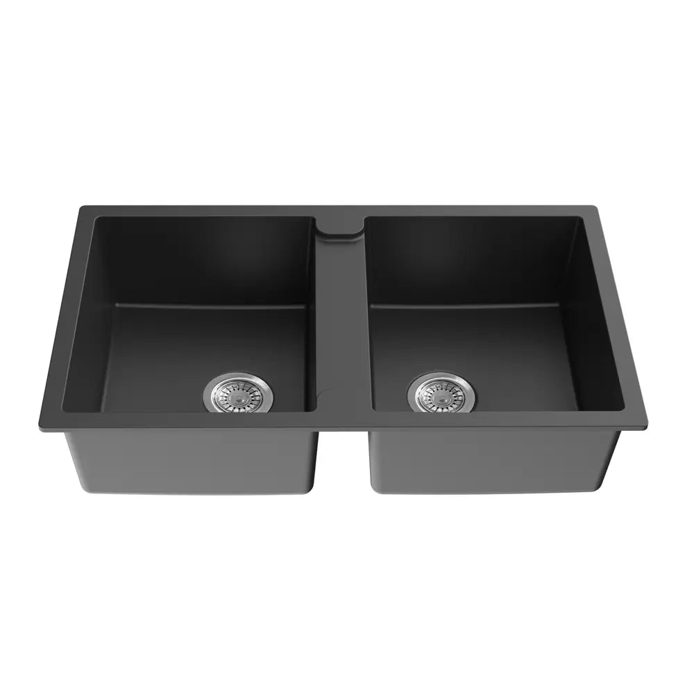 Matte Black Quartz Double Bowl Sink 860*500*216mm Poseidonbk