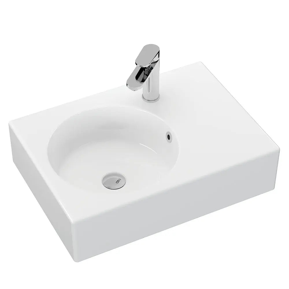 Reba Left Bowl Wall Basin, 1 Tap Hole fienza