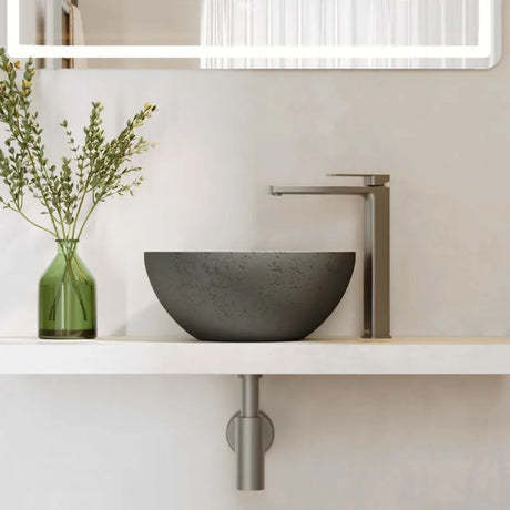 Alba Round Concrete Above Counter Basin, Warm Grey fienza