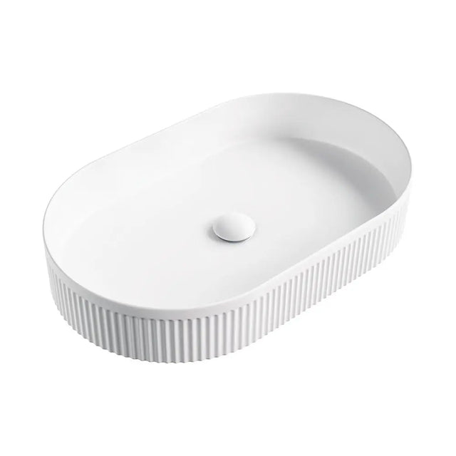 Eleanor Oval Above Counter Fluted Basin, Matte White fienza