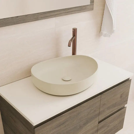 Pebble Medium Above Counter Basin, Matte Khaki fienza