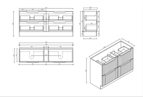 Fluted Rhea 1800mm Freestanding Cabinet - Natural Oak mercioaustralia