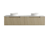 Fluted Rhea 1800mm Wall-Hung Cabinet - Natural Oak mercioaustralia