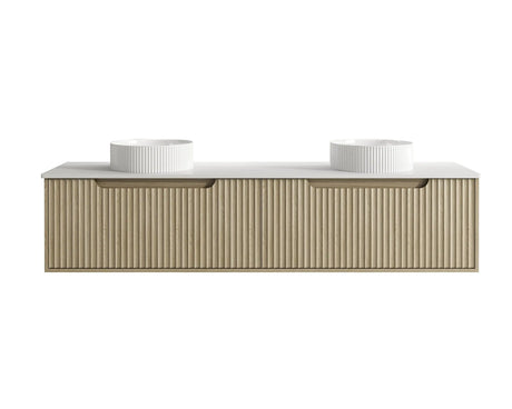Fluted Rhea 1800mm Wall-Hung Cabinet - Natural Oak mercioaustralia