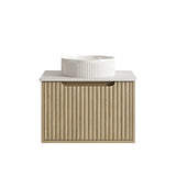 Fluted Rhea 600mm Wall-Hung Cabinet - Natural Oak mercioaustralia